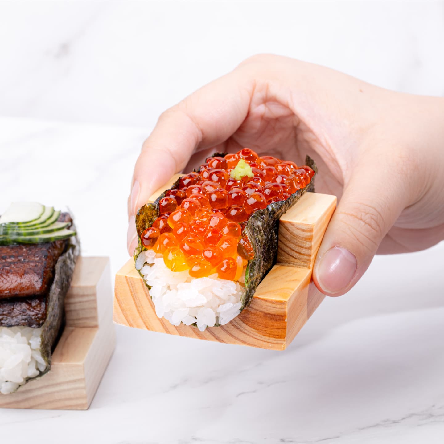 Hand Roll 'Temaki' Sushi with Salmon roe, Unagi